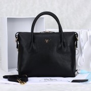 2014 Newest Prada Grainy Calf Leather Two-Handle Bag BN0890 in Black LSS VS08690