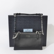 2014 Newest Prada Medium Lux Flap Crossbody Bag BT0995 in Black Original Calfskin Leather XZ VS05853