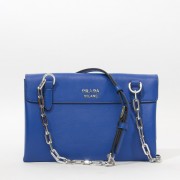 2014 Newest Prada Medium Lux Flap Crossbody Bag BT0995 in Blue Original Calfskin Leather XZ VS01746