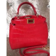 AAA Fendi mini Peekaboo Bag Croco Leather F30320 Red VS06545