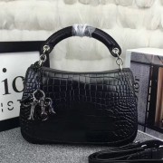 AAA Imitation Dior Dune Flap Bag Black Croco Leather D41110 VS03762