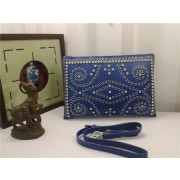 AAA Prada Original Studs Calfskin Leather Shoulder Bag 826 in Blue JJ VS00482