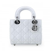 AAA Replica Lady Dior Bag Nano Bag White Original Leather D44552 Silver VS09466