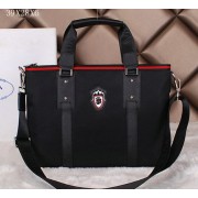AAA Replica Prada Canvas & Leather Briefcase P38491 Black VS05233