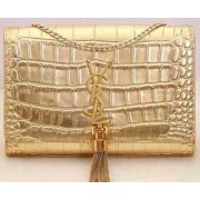 AAA Yves Saint Laurent Monogramme Croco Leather Cross-body Bag Y32218 Gold VS06319