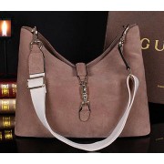 AAAAA Gucci New Jackie Medium Shoulder Bag Suede Leather 246907 Grey VS07445