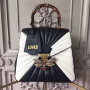 AAAAA Gucci Queen Margaret Quilted Leather Backpack Black and White 476664 VS07906