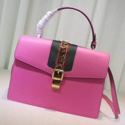 AAAAA Gucci Sylvie Leather Top Handle Bag Pink 431665 VS02932