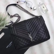 AAAAA Saint Laurent Monogram Large Chain Shoulder Bag Black Calfskin 440115 VS04986