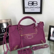 Balenciaga Goatskin Classic Metallic Edge City Bag B30589 Purple VS00662
