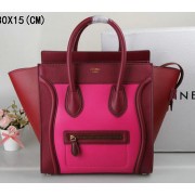 Best Celine Luggage Mini Tote Bag Original Leather Ci3308 Rose&Burgundy VS09266