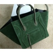 Best Celine Luggage Phantom Bag Nubuck Leather 99013 Dark Green VS08256