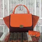 Best Celine mini Trapeze Bag Original Nubuck Leather CTA3345 Orange&Burgundy VS05336