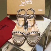 Best Christian Louboutin Calfskin Sandal Silver CL001 VS07926