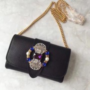 Best Imitation Miu Miu Crystal Goat Leather Shoulder Bag Black 5BH017 VS07361