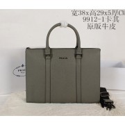 Best Knockoff Prada Original Leather Briefcase P99121 Khaki VS01588