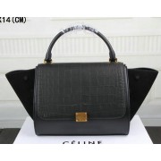 Best Quality Celine Trapeze Bag Croco Suede Leather C3342 Black VS07734
