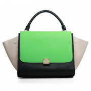 Best Quality Celine Trapeze tote Bag 3342 by Original Calfskin Leather in Green and Black with Cream VS00848