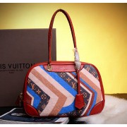 Best Quality Fake Louis Vuitton Runway 2015 Multicolor Monogram Canvas Suede Bowling Bag M92233 Red VS08991