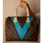 Best Quality Louis Vuitton MONOGRAM V SPEEDY 30 Bag M41533 Blue VS09572