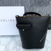 Celine Bucket Biker Shoulder Bag in Natural Calfskin Black 177953 VS02997