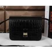 Celine Classic Box Small Flap Bag Croco Leather C3118 Black VS01600