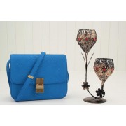 Celine Classic Box Small Flap Bag Original Snake Leather 11042 Blue VS03073