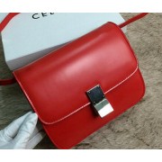 Celine Classic Box Small Flap Bag Smooth Leather C11042 Red VS08739