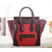 Celine Luggage Micro Boston Bag Original Leather 3307 Red&Brown&Burgundy VS02554