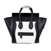 Celine Luggage Mini Boston Tote Bags Calfskin Leather CL3308 Black&White VS04955