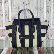 Celine Luggage Mini Tote Bag Fabric CTA3308 Black&White VS08365