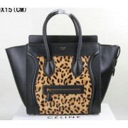 Celine Luggage Mini Tote Bag Leopard Ci3308 Black VS00157