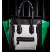 Celine Luggage Mini Tote Bag Original Leather CLS3308 White&Black&Green VS05474