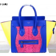 Celine Luggage Mini Tote Bag Snake Leather CTS3308 Rose&Blue&Yellow VS04868