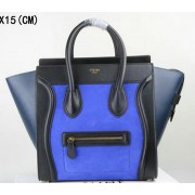 Celine Luggage Mini Tote Bag Suede Leather Ci3308 Blue&Royal&Black VS04369