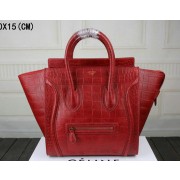 Celine Luggage Mini Tote Bags Croco Leather C3308 Red VS02381