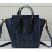 Celine Luggage Nano Bag Original Leather C3308S Royal&Black VS09520