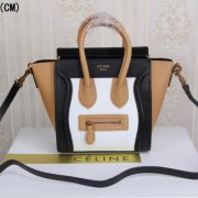 Celine Luggage Nano Tote Bag Original Leather CLY33081S White&Black&Apricot VS05969