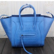 Celine Luggage Phantom Tote Bag Croco Leather CT3341 Blue VS01988