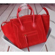 Celine Luggage Phantom Tote Bag Suede Leather 3341 Red VS04183
