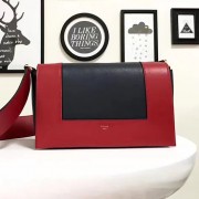Celine Medium Smooth Calfskin Frame Shoulder Bag Black and Red C130402 VS02443