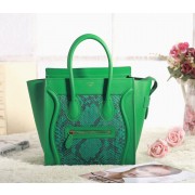 Celine Micro Luggage 3307 in Green Original Leather with Real Snakeskin VS01590