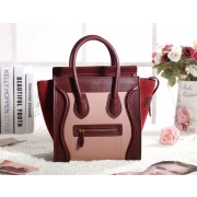 Celine Micro Luggage 3307 in Shrimp Pink with Red Original Leather YD VS04848
