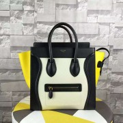Celine Micro Luggage Tote Bag Original Leather C164173 Offwhite&Black&Yellow VS05883