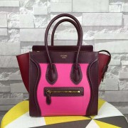 Celine Micro Luggage Tote Bag Original Leather C164173 Peach&Burgundy VS03649
