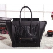 Celine Mini Luggage 3308 in Black Original with Crocodile Leather VS03235
