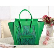 Celine Mini Luggage 3308 in Green Original Leather with Real Snakeskin VS08564