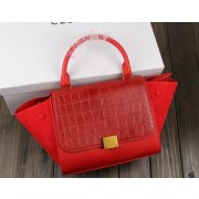 Celine MINI Trapeze Bag Croco Leather CT3345 Red VS07121