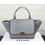 Celine mini Trapeze Bag Croco Leather CT3345S Grey VS00893
