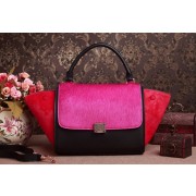 Celine Mini Trapeze tote Bag 3342 in Black/Pink/Red Original Leather with Horse Hair YD VS03329